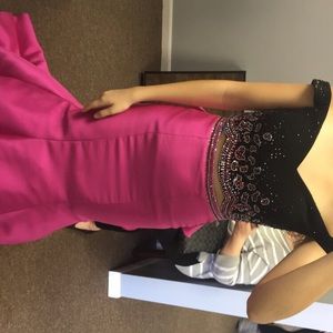 Black and pink two piece  prom dress